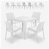 BICA Set tavolo giardino esterno 80x80cm rattan 4 sedie bianco Nisida Light
