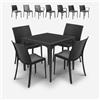 BICA Set giardino 4 sedie tavolo esterno quadrato 80x80cm nero Provence Dark