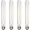 WULUN Confezione da 4 Lampadine a Filamento Lungo Tubolare Stile Vintage E27 4W, Sostituisce Lampadine Alogene da 40W, 220-240V AC, 6500K Luce Bianca Fredda 400LM