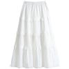 Generic Gonna Bianca da Donna, Gonna a Trapezio a Vita Alta Primaverile, Gonna Torta, Gonna Lunga dallo Stile Delicato, Gonna all'Uncinetto-Bianco-S