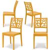 REDÒKASA Set 4 sedie in polipropilene TETI, impilabile, resistente ai raggi UV, design moderno, ideale per sala da pranzo, cucina, sala d'attesa, bar, ristoranti o giardino (4, Giallo Ocra)