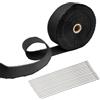 VonLux Benda Termica Scarico Moto 15m, Nastro Isolante Termico in Fibra di Vetro per Auto con 15pcs 30cm Fascette Acciaio Inossidabile, Benda Termica per Tubi di Scarico Auto e Moto