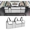 CGEAMDY Organizzatore portaoggetti per auto, in tessuto Oxford, organizer per bagagliaio, pieghevole, impermeabile, con 4 tasche, per riporre l'auto (Bianco Grigio)