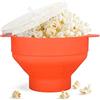 TITA-DONG Popcorn Popcorn in Silicone per Uso Alimentare, Grande Ciotola per Popcorn per Microonde con Coperchio e Manico, Macchina per Popcorn per Microonde Riutilizzabile, Ciotola per Popcorn(Arancia)