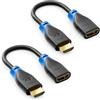 deleyCON 2 Pezzi Estensione HDMI per TV Stick - Cavo Adattatore HDMI per Roku Chromecast Streaming - 4K 60Hz HDR10+ per TV Monitor Beamer Notebook PC 10cm Breve - Nero Blu