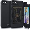 TORU CX PRO Cover a Portafoglio progettata per iPhone SE 2022 / iPhone SE 2020 / iPhone 8 / iPhone 7 con Porta Carte e Specchio - Nero