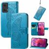 JIUNINE Cover per Motorola Moto G24 / G04 / G04S / Moto E14, Custodia Interno TPU Antiurto Portafoglio con Disegni di Farfalla [Carta Fessura] [Supporto Stand] Cover Libro in PU Pelle, Blu