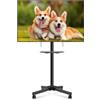 XINLEI Supporto TV mobile su ruote, carrello TV portatile con ripiano per TV a schermo piatto curvo da 21-60 fino a 35 kg, supporto TV alto regolabile in altezza su rotelle, VESA Max 400x400 mm ML55A