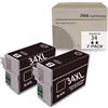 inktastic 34XL 34 XL WF 3725 WF 3720 Compatibili Cartucce d'inchiostro Sostituzione per Epson 34 34XL per Stampante Epson WorkForce Pro WF-3725DWF WF3725 WF-3720DWF WF3720(2 Nero)