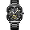 RORIOS Orologio da Uomo Automatico Meccanico Orologi da Polso Minimalista Scheletrato Orologi Casuale Impermeabile Orologi Cinturino in Acciaio Inossidabile Nero A