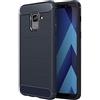 ebestStar - Cover per Samsung A8 2018 Galaxy SM-A530F, Custodia Protezione Carbonio Design, TPU Morbida Antiurto, Blu scuro