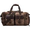 BRASS TACKS Leathercraft Borsone da Viaggio Impermeabile Uomo Donna in Tela Cerata e Pelle Vintage, Borsa da Viaggio 40L con Scomparto Scarpe Separato, Duffle Bag per Palestra, Sport, Weekend, Trekking