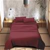 IlGruppone Il Gruppone Passione Casa Completo Letto 100% Puro Cotone Set Lenzuola Tinta Unita Lenzuolo Sotto Sopra e Federe Copri Cuscini Biancheria Da Letto - Bordeaux - Matrimoniale