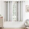 MRTREES Tende Finestre con Occhiello a Strisce Semi Trasparente Tenda Leggera Elegante per Camera da Letto Soggiorno Cucina Interni Moderne 2 Pezzi Bianco+Grigio Chiaro 140x145 CM