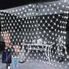 Micacorn Rete Luminosa Solare, 1.5 x 1.5M Tenda Luci di Netta 8 Modalità 96 LED Rete Luminosa con Telecomando Impermeabili Garden Fata di Luce a Rete per Natale Feste Matrimonio Gazebo Esterni