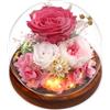 Touloube Rosa Stabilizzata Vera Regalo per la Festa Della Mamma per Donne Mamma Moglie, Avanzate Regalo Donna, Rosa Eterna Fiore Bella e la Bestia con Luci LED, Anniversario Regalo Rosa Moglie Nonna