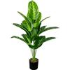 AIVORIUY Pianta Finte Interno Alberi Artificiali in Vaso Palma Piante Artificiali da Esterno Palme Soggiorno Decorazioni Camera da Letto Balcone Casa Ufficio Giardino (80cm Banana a Righe)