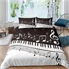 Loussiesd Note Melody Set di biancheria da letto con tasti pianoforte e tastiera, copripiumino classico per musica jazz blues,3 pezzi, matrimoniale, nero, bianco