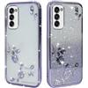 BAOJAY Compatibile per Samsung Galaxy A02S Silicone Case [Glitter Bling Cover Glitter Clear View,Custodia Trasparente Antiurto regali per ragazze e signoreo-Viola