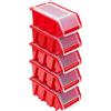 PAFEN Set di 5 scatole impilabili con coperchio, 155 x 100 x 70 mm, contenitori a vista, colore rosso