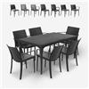 BICA Set tavolo da pranzo giardino 150x90cm 6 sedie esterno nero Sunrise Dark