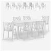 BICA Set da giardino 6 sedie tavolo da esterno 150x90cm bianco Sunrise Light