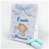 SLIDE 16 pz Scatoline Bomboniere personalizzate con nome, Prima Nascita, compleanno, scatole Portaconfetti + 6 mt. nastro raso, Festa nascita bimbo orsetto blu