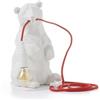 Evviva lampada orso bianco poliresina h.25 cm cod.5658