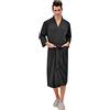 IQYU Accappatoio Uomo Spugna Senza Cappuccio Per Coppie Cotone Vestaglia Manica Lunga Con Cintura Cappotto di Sauna Leggero Grandi Taglie Pigiama, Aaa-nero