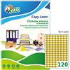 Tico Italia GL4-2216 Etichette adesive carta oro, 100 fogli A4, ovali 22x16mm, 120 etichette per foglio, adesivo permanente, stampanti laser, tipografiche e serigrafiche