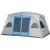 Outsunny Tenda da Campeggio per 4 Persone con 2 Stanze e Finestre Grigia