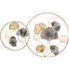 HOMCOM Decorazione Murale 3D in Metallo, Wall Art Dorata con Foglie di Ginkgo in due Cornici Rotonde, 138x70 cm, Oro e Argento|Aosom