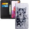 LEMAXELERS Custodia iPhone 15 Plus 6.7 Cover Portafoglio, iPhone 15 Plus Custodia 3D Glitter Pittura Colorata Wallet Shock-Absorption Magnetica Supporto Protettiva Leather Flip Cover,BX Little Cat