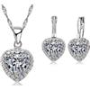NEW PARURE SET DONNA COLLANA E ORECCHINI CUORE RODIATO ARGENTO 925 CON ZIRCONI