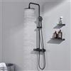 Auralum Colonna Doccia con Miscelatore, Colonna Doccia Termostatico Nero, Asta Doccia in Acciaio Inox Altezza Regolabile 840-1210mm, Completo Saliscendi Doccia con Soffione e Doccetta a 3 Getti