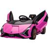 HOMCOM Macchina Elettrica per Bambini Lamborghini 12V con Telecomando Rosa