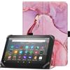 HoYiXi Custodia universale per 7-8 pollici tablet Fire HD 8 2020/2022 e Fire HD 8 Plus 2020/2022 con supporto e Cover per cinturino da polso per 7"-8" Samsung Lenovo Android tablet - marmo rosa