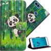 COTDINFOR pour Huawei P Smart Custodia Cover TPU 3D Effect Painted PU in Pelle con Wallet Card Holder Flip Custodia per Huawei P Smart/Enjoy 7S Climbing Bamboo Panda YX.