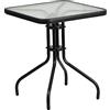 Flash Furniture Tavolo da Patio 23.5SQ, Vetro di plastica dell'Acciaio Legato, Trasparente/Nero, 23.5' Square