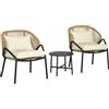 Outsunny Set da Giardino 2 Sedie con Braccioli e Tavolino Rattan PE, Crema