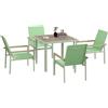 Outsunny Set da Giardino con Tavolo Quadrato e 4 Sedie in Tessuto a Rete Verde