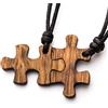 treeforce Coppia di puzzle collana in legno, portachiavi o ciondolo auto 3 in 1 gioielli fai da te, fatti a mano, sostenibili e vegani in legno