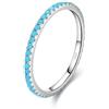 Bellitia Jewelry Anello Banda di Eternità 925 Argento Turchese Blu Anelli Impilabili di Fidanzamento Anniversario Matrimonio Promessa per Donne Ragazze, 1.4mm
