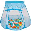 Selonis Tenda 105X90cm/200 Palline Castello Con Palline Colorate Per Bambini, Blu:Bianco/Giallo/Arancione/Azzurro/Turchese