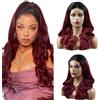 Creuost Parrucca Donna Capelli Veri Umani Body Wave 4x4 Lace Front Human Hair Wigs Parrucca di Capelli Veri da Donna Lunga con Baby Hair Creuost Human Hair Wig 1B/99j Nero Root Burgundy Hair 16 Inch