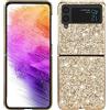Generic Compatibile per Cover Samsung Z Flip 3 5g Glitter Bling, Samsung Z Flip 3 Cover Silicone Custodia Glitter Glamour Beautiful Case (Samsung Z Flip 3 5g, Gold)