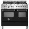 Ⓜ️🔵🔵🔵 BERTAZZONI MAS106L2ENET - Piano cottura a gas, 6 fuochi, Bruciatore ad altro rendimento, Doppia corona, Serie Master, Nero opaco, Doppio forno, 100 cm