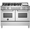 BERTAZZONI MAS126G2EXT Cucina, Piano cottura a gas, 120 cm, 6 fuochi, Bruciatore ad altro rendimento, Doppio Wok, Piastra Teppan-yaki elettrica, Serie Master, Acciaio Inox, Due forni gemelli, Nuova classe A
