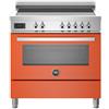 Ⓜ️🔵🔵🔵 BERTAZZONI PRO95I1EART - Piano cottura a induzione, 5 Zone, con 2 Zone flex, Serie Professional, Arancio, Forno elettrico, 90 cm