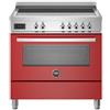 Ⓜ️🔵🔵🔵 BERTAZZONI PRO95I1EROT - Piano cottura a induzione, 5 Zone, con 2 Zone flex, Serie Professional, Rosso, Forno elettrico, 90 cm